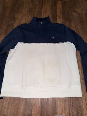 Mens Michael Kors 1/4 Zip Sweatshirt Blue White Logo Size XL